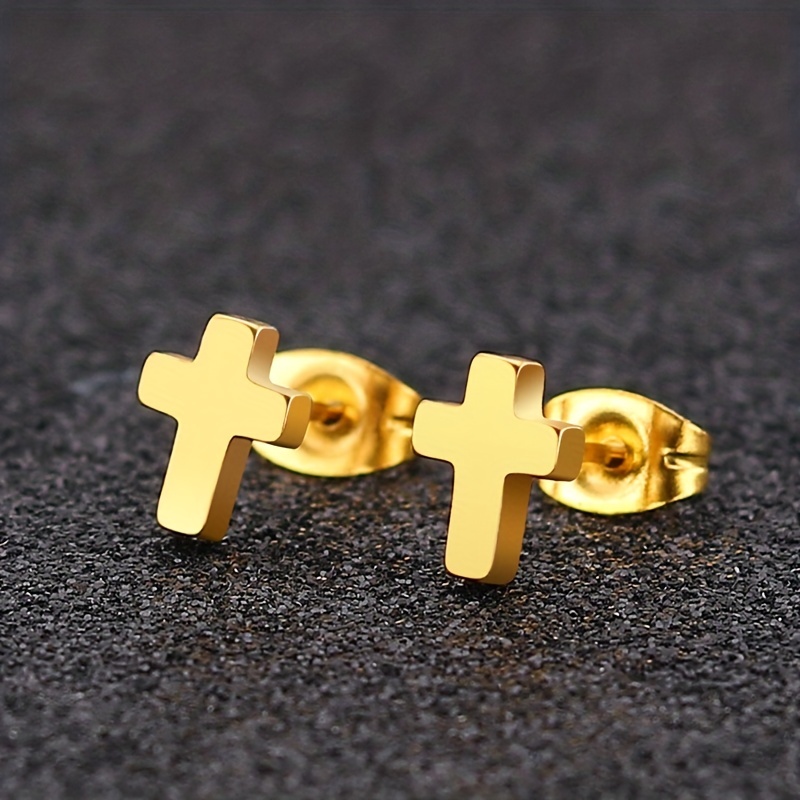 Cross Stud Earrings Titanium Steel Delicate Earrings