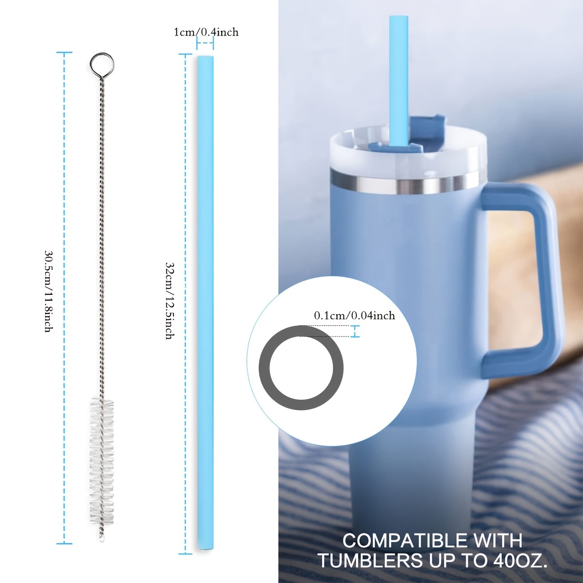 Replacement Straws For Stanley Adventure Travel Tumbler, Reusable Straws  With Cleaning Brush Compatible With Stanley - Temu