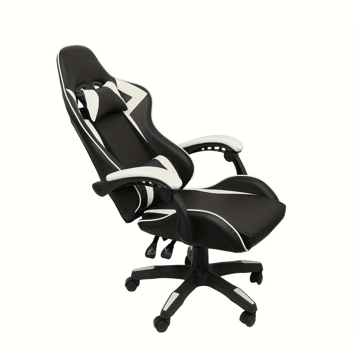 1 pc Gaming Chair Office Chair, Reclining High Back PU Leather Computer Desk Chair with Headrest and Lumbar Support,Ergonomic Racing Chair,Adjustable Swivel Rolling Video Game Chairs for Office,white details 1