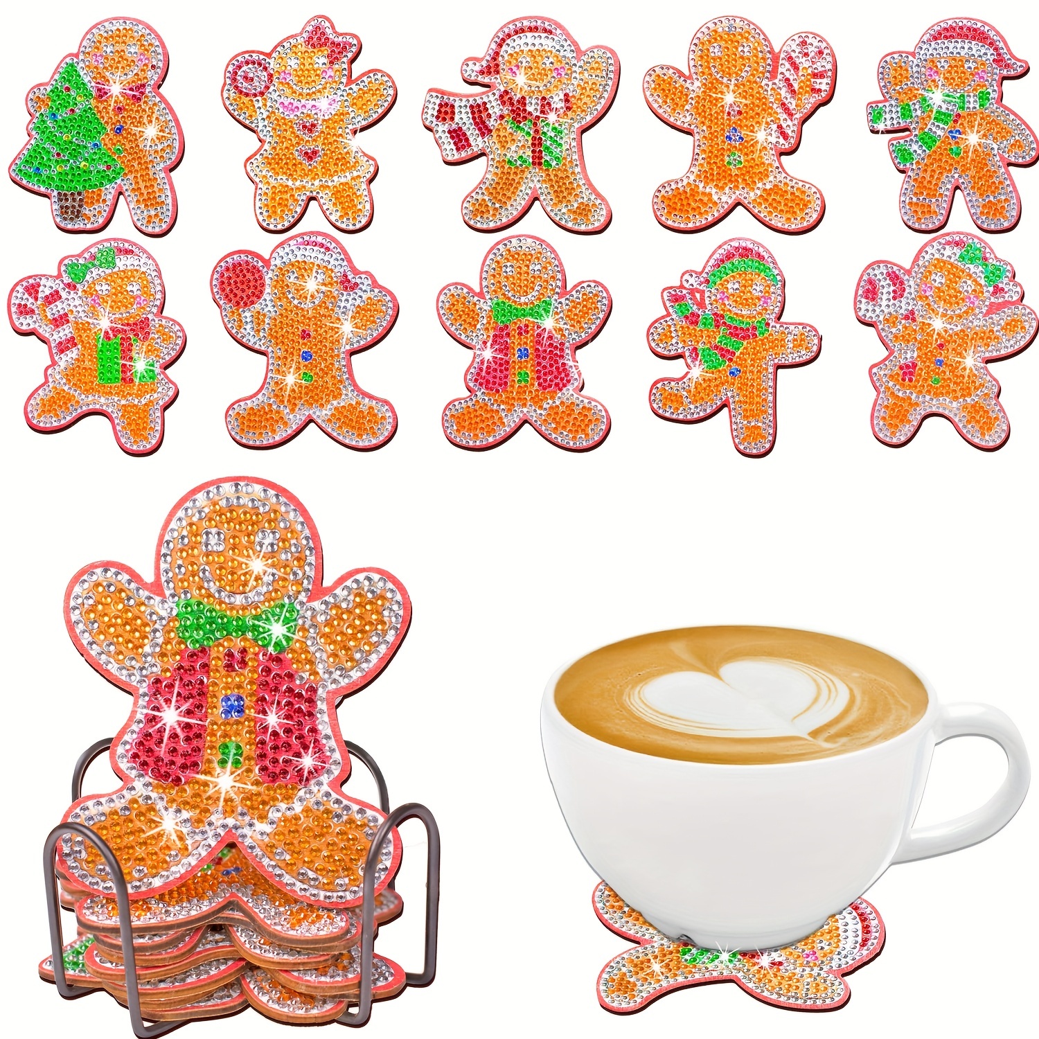 Christmas Gingerbread Man Diamond Painting Coasters Kits - Temu