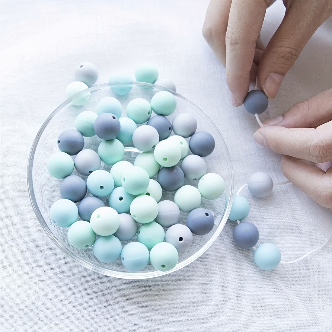 Round Silicone Beads Colorful Silicone Loose Beads For Diy - Temu