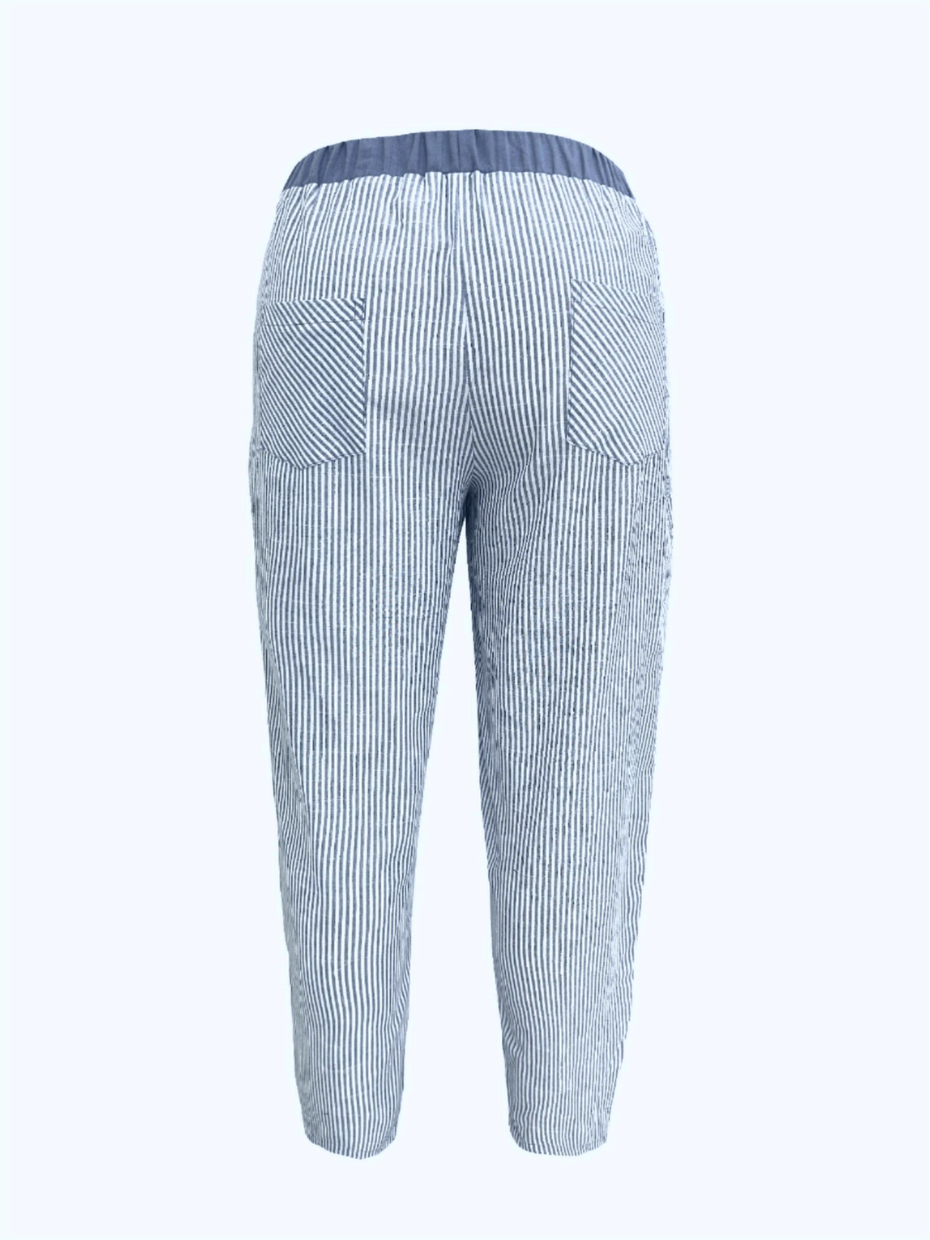 Plus Pin Stripe Casual Trousers