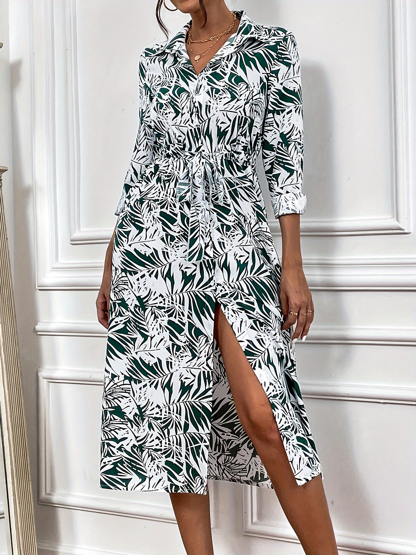 white christmas dresses Boho Floral Patchwork Chiffon Shirt Dress – Cowhide and Conchos main image 1