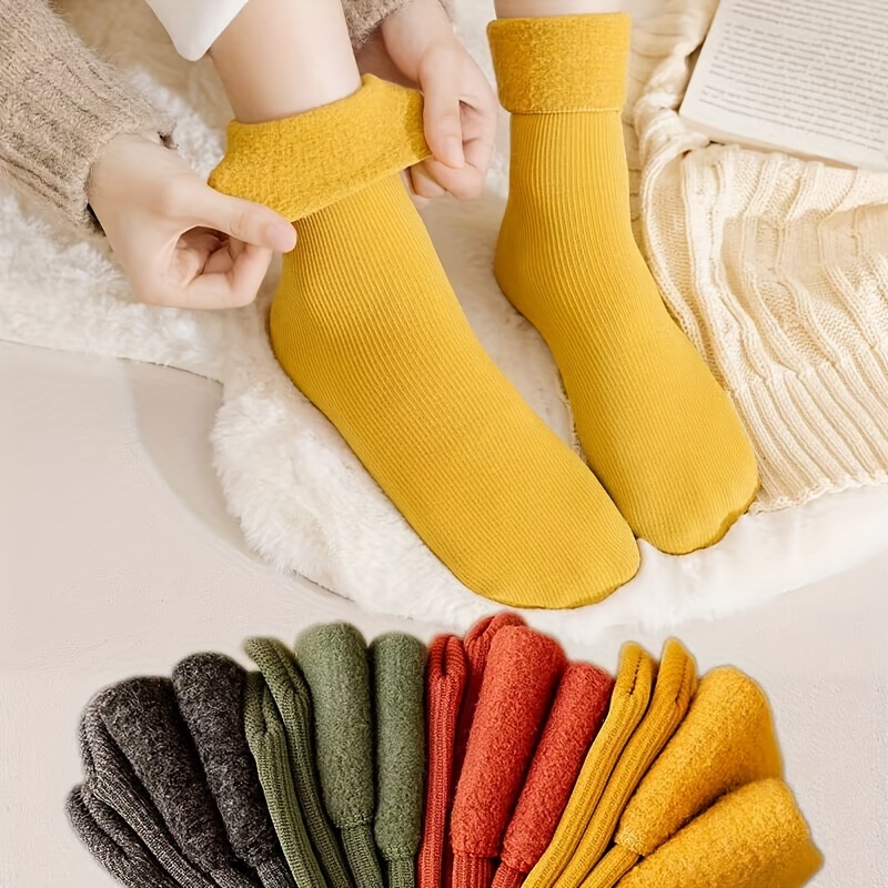 4pairs Thick Velvet Pile Lined Socks, Thermal Socks For Cold Weather, Fuzzy  Slipper Socks, Women's Stockings & Hosiery