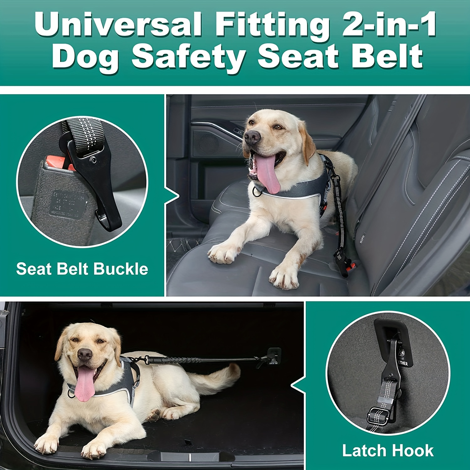 Ceinture de sécurité pour chien, 2 pack réglable ceinture de