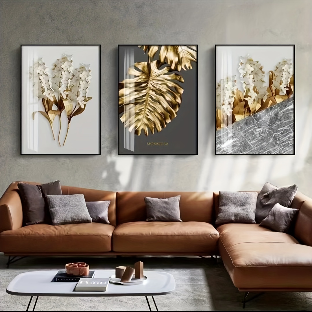 Quadri moderni su tela dipinti su tela bellissimi poster e stampe di piume  bianche e dorate