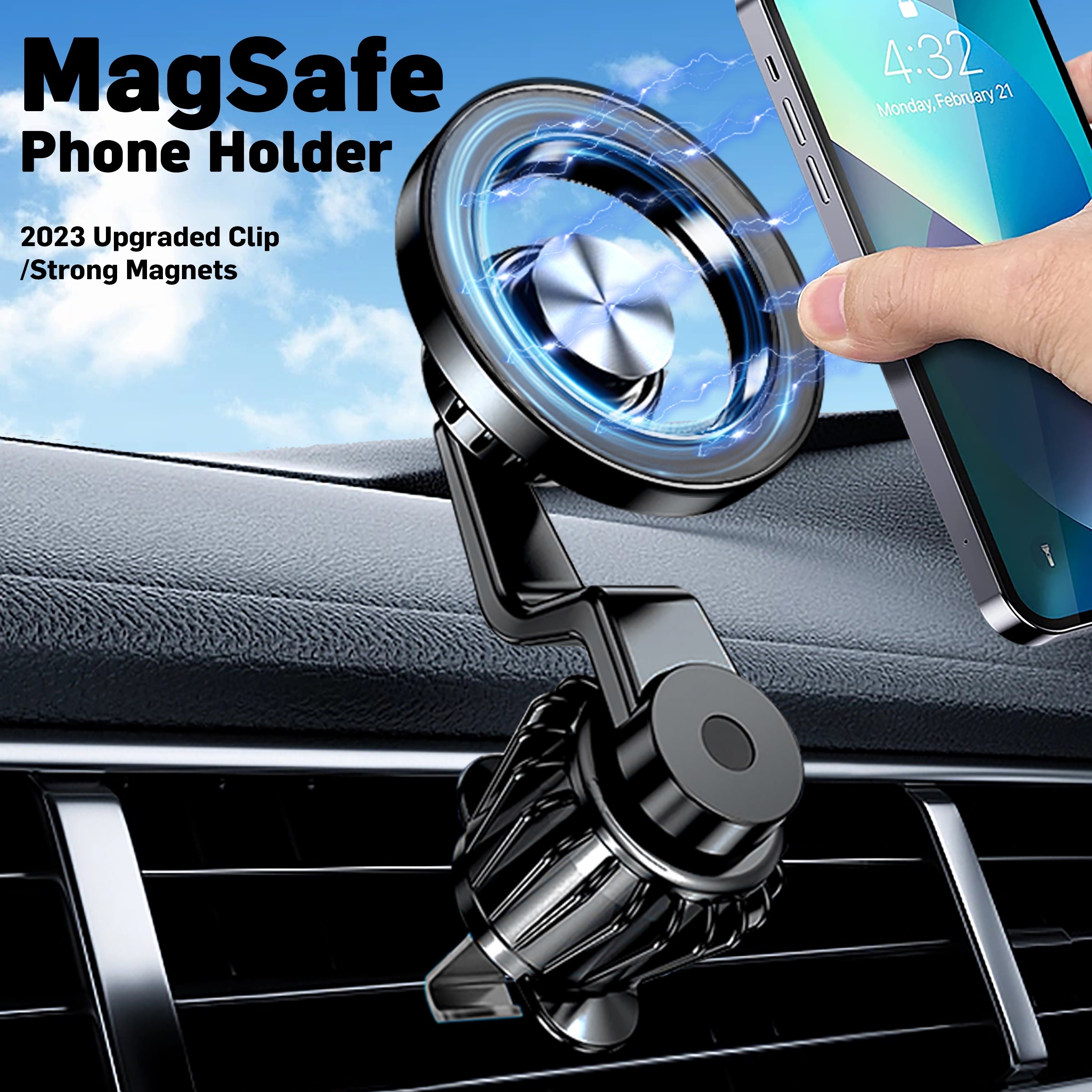 Fits Magsafe Car Mount Strong Magnetic Phone Holder Iphone - Temu