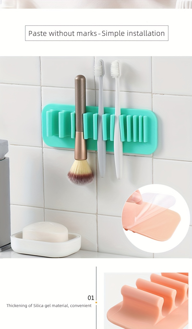 Wall Mount Makeup Brush Drying Rack - Silicone Green