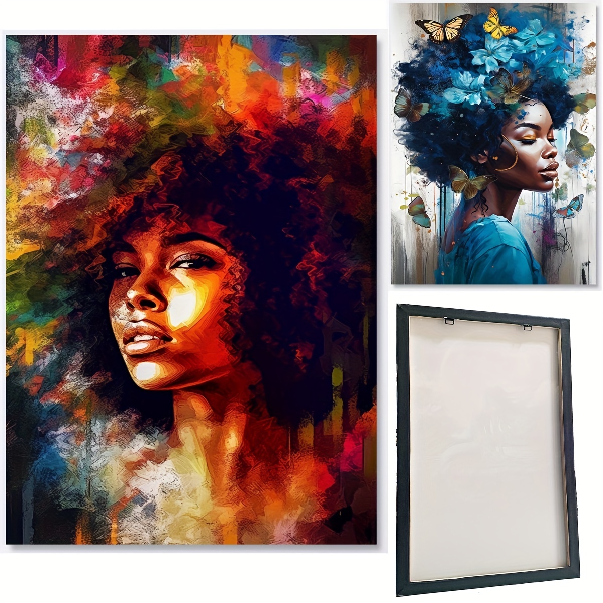 1PC Art Mural Noir De Motivation Pour Affiche En Toile Afro - Temu