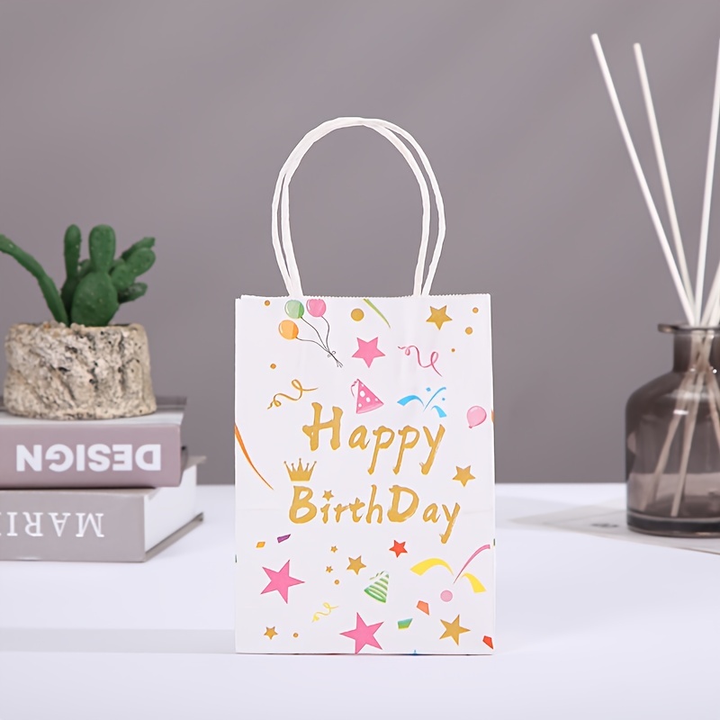  Juvale Bolsas de regalo pequeñas de papel kraft con asas para  cumpleaños (8.5 x 5.25 pulgadas, 36 unidades) : Salud y Hogar