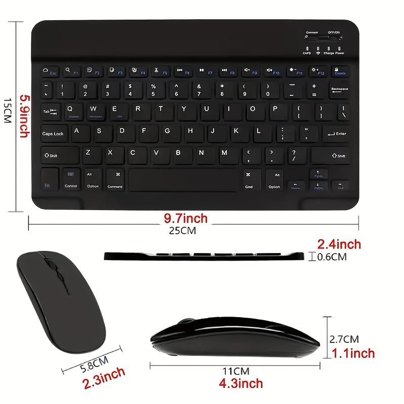 Rechargeable Bluetooth Keyboard and Mouse Combo Ultra-Slim Portable Compact  Wireless Mouse Keyboard Set for Android Windows Tablet Cell Phone iPhone