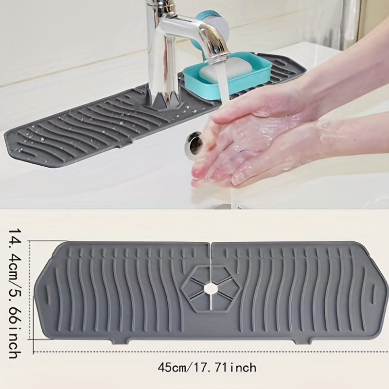 Silicone Sink Faucet Splash Guard, Silicone Faucet Water Catcher Mat Sink  Draining Pad Behind Faucet for Kitchen Sink Bathroom With Drainage Edge