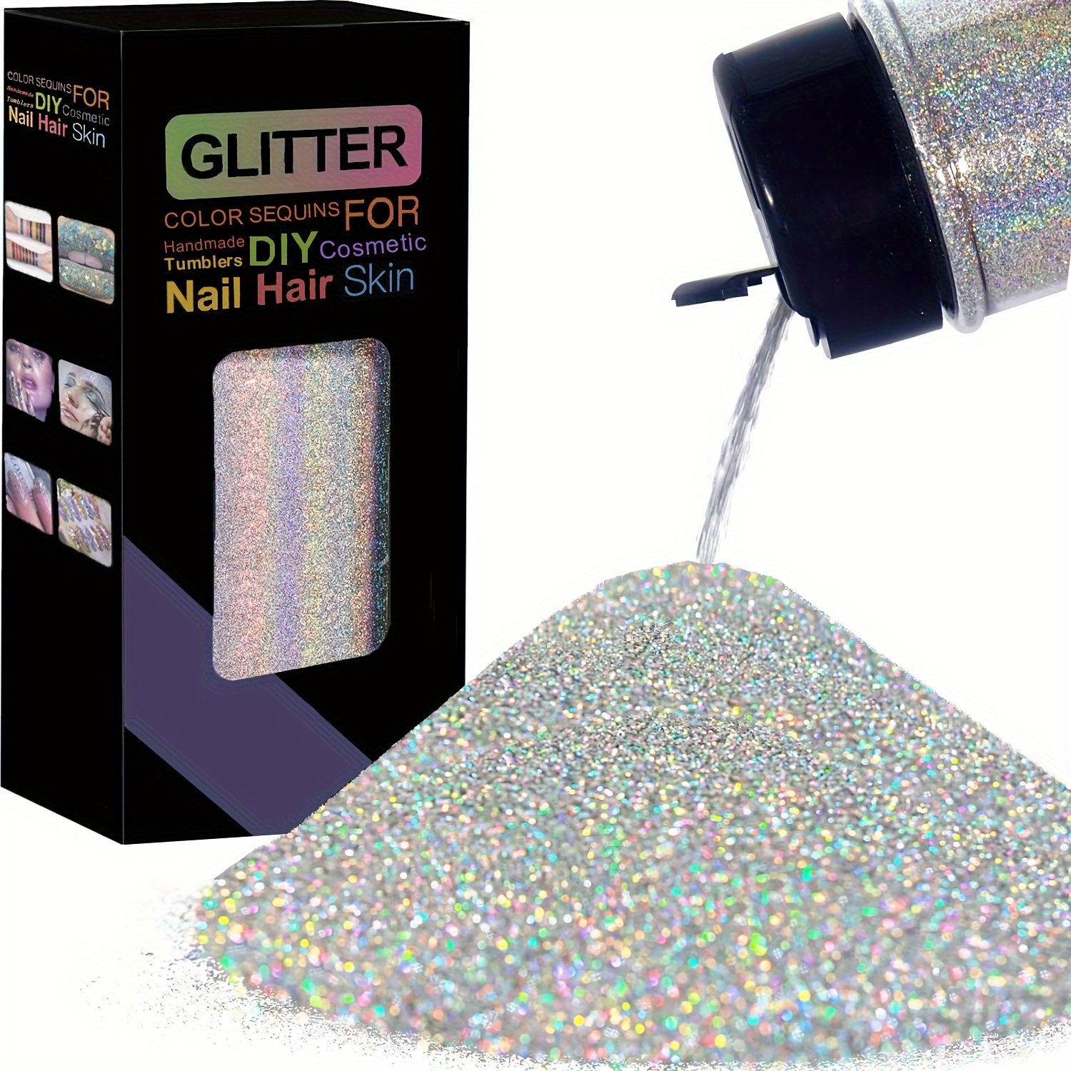 Fine Glitter Set Holographic Glitter Powder For Tumblers - Temu