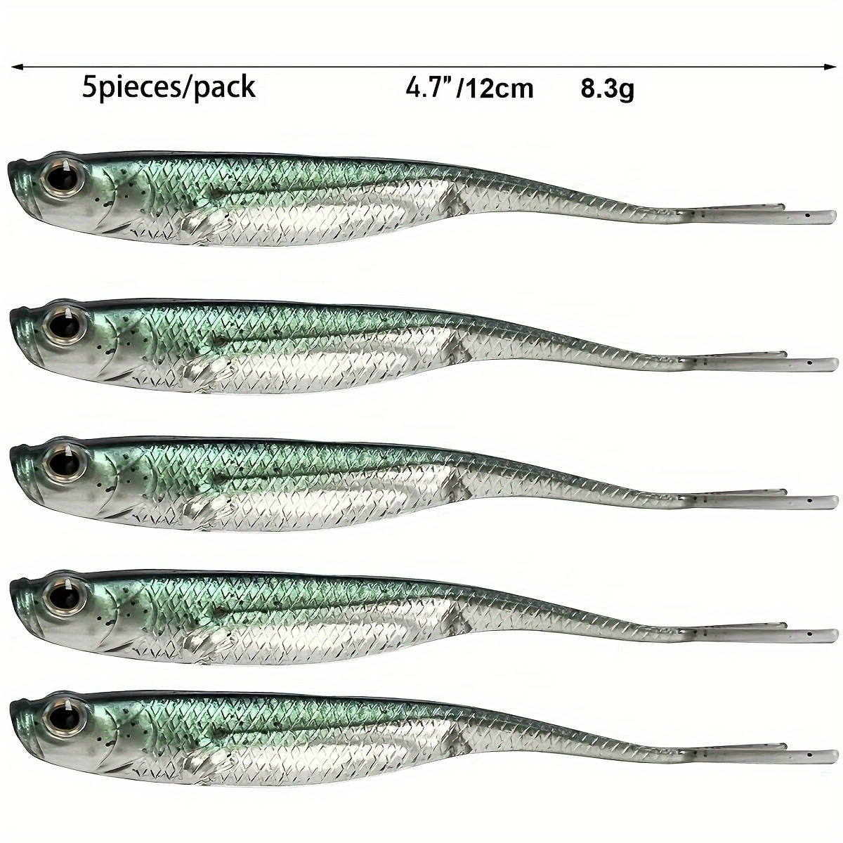 Dr.Fish 6 Pack Soft Baits, 3.15'' Straight Tail Swimbaits for Bass Fishing,  Rubber Minnow Lures Needle Tail Shad Bait Soft Plastic Jerkbait Swim Lures
