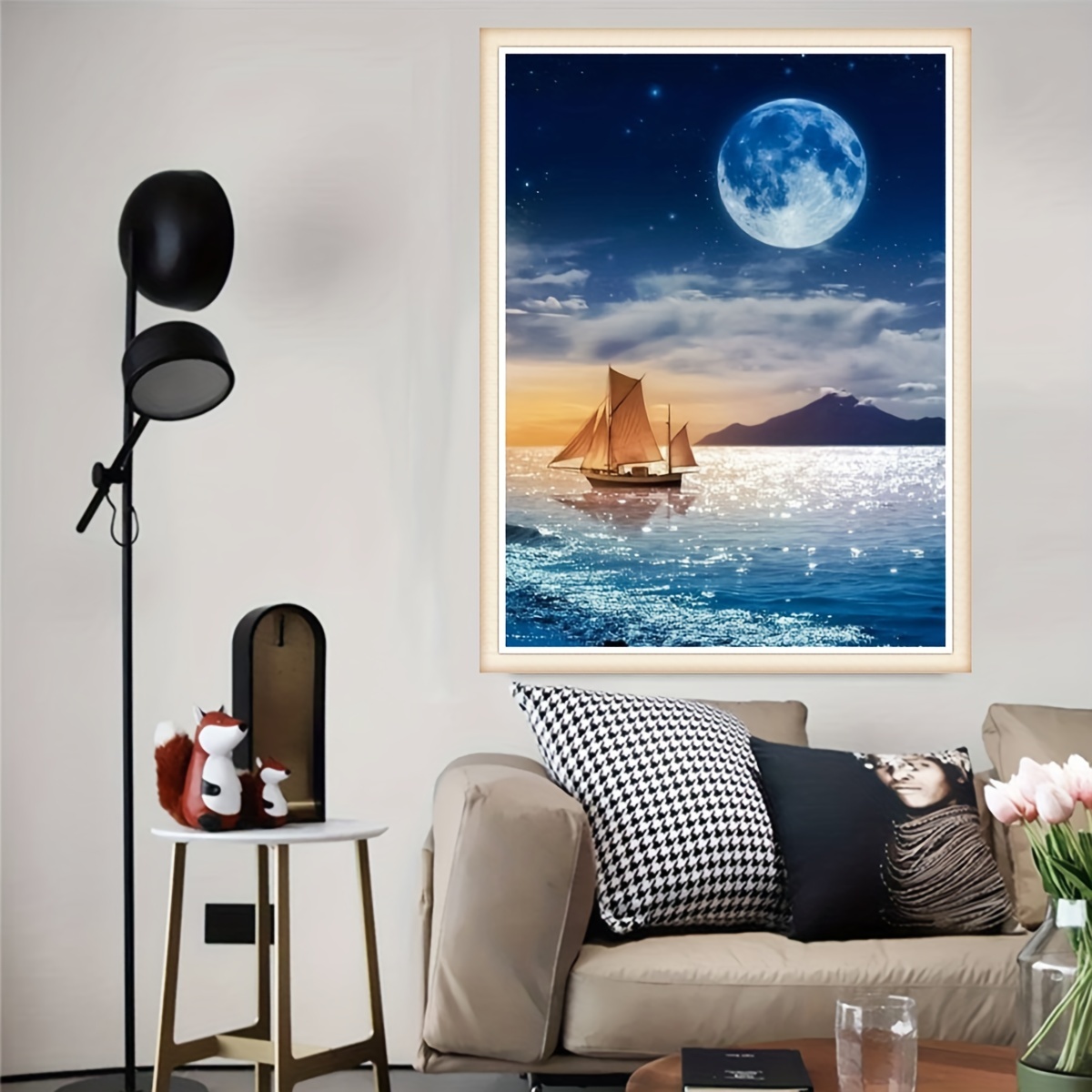 Diy 5d Diamond Painting Kit, Ship On The Sea And Moon Painting Wall Art  Decor, Embroidery Kit Home Room Decor, Handmade Family Gift, Living Room  Kitchen Bedroom Decorative Painting, No Frame 
