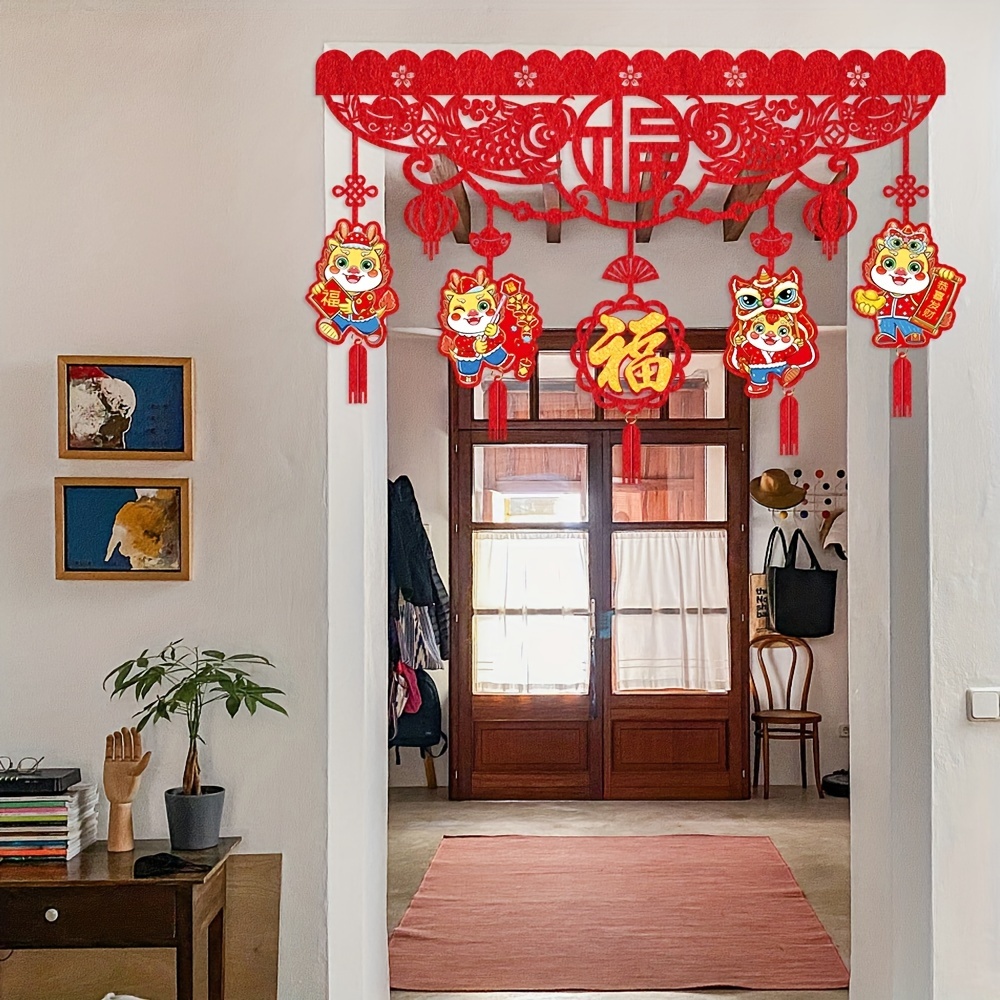 Chinese New Year Hanging Decorations 2024 Dragon Door Sign Red