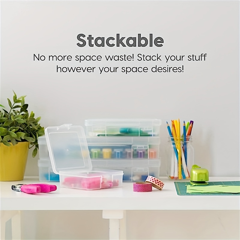 Plastic Transparent Storage Box Flip Organizer With Snap - Temu