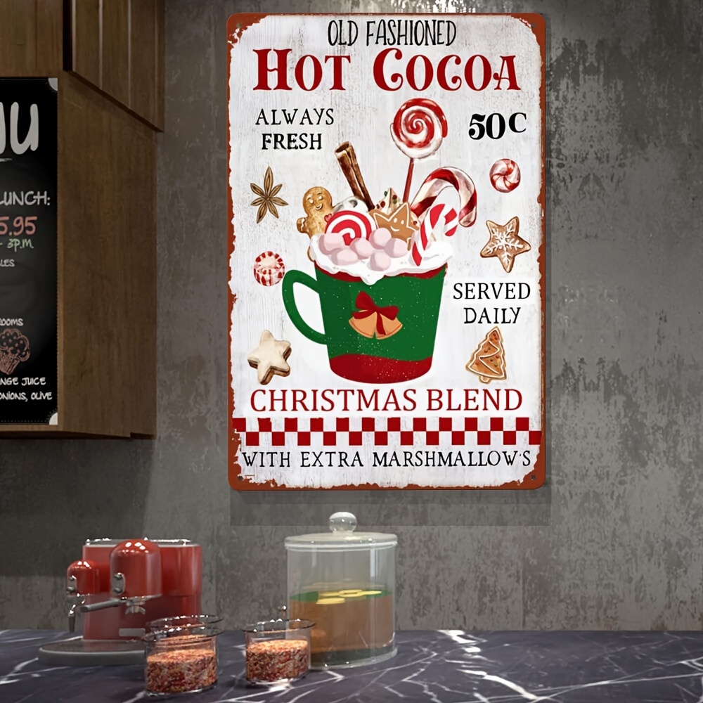 Tin Sign With Solid Stand Warm Up At The Hot Chocolate Bar For Holiday  Christmas Hot Chocolate Party Supplies, Christmas Winter Decorations - Temu  United Arab Emirates