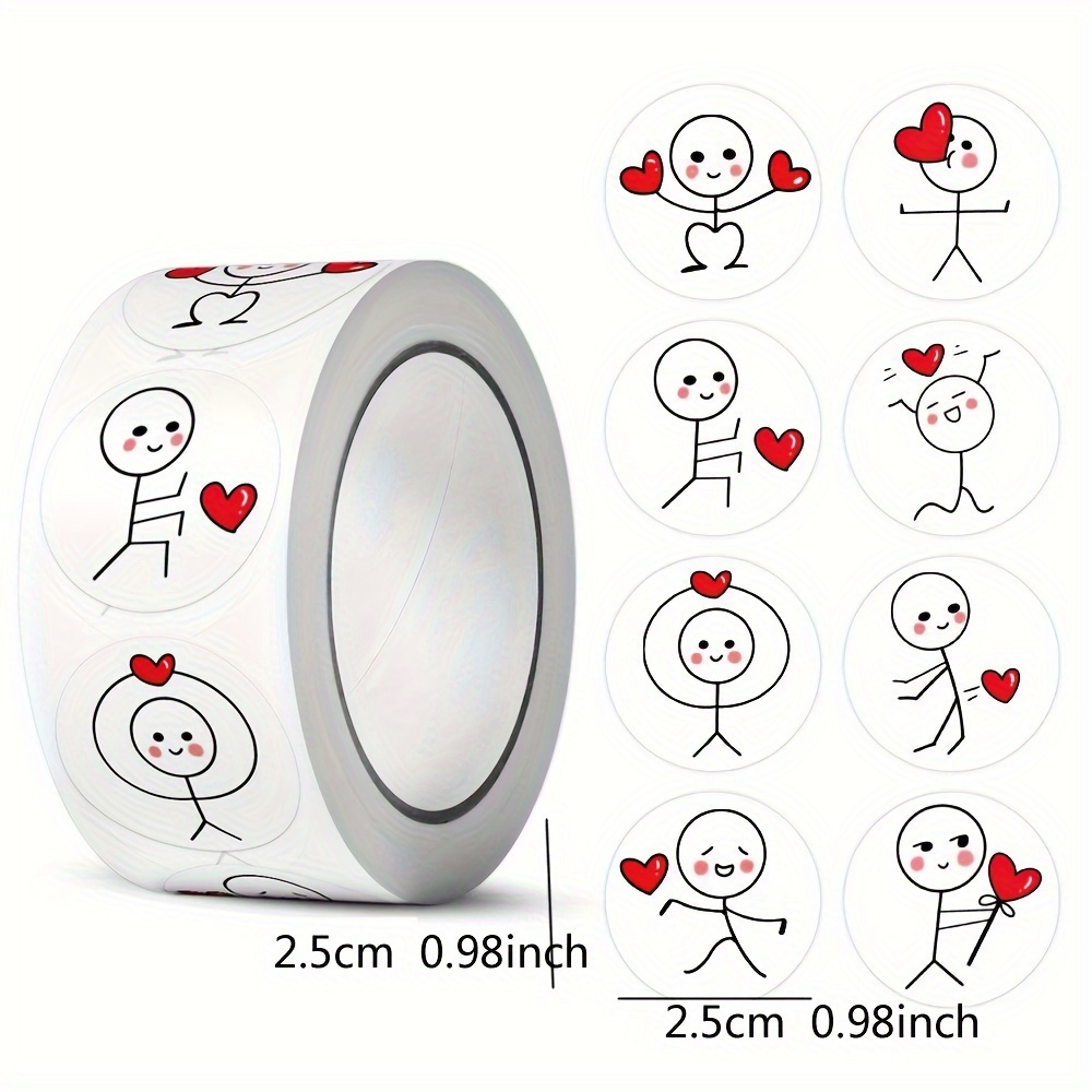 Classic Matchstick Man Confesses Love Heart Stickers, Self-adhesive Paper Labels, Valentine's Day Gifts For And Girlfriends, Cute And Interesting Easter Gift
