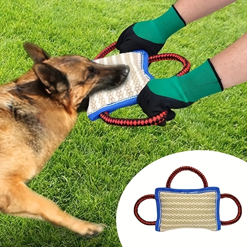 Dog Training Pillow Bite Tug Durable Dog Training Hemp Cloth Chewing Pet  Toy Dog Bite Stick With 2 Rope Handles - Temu