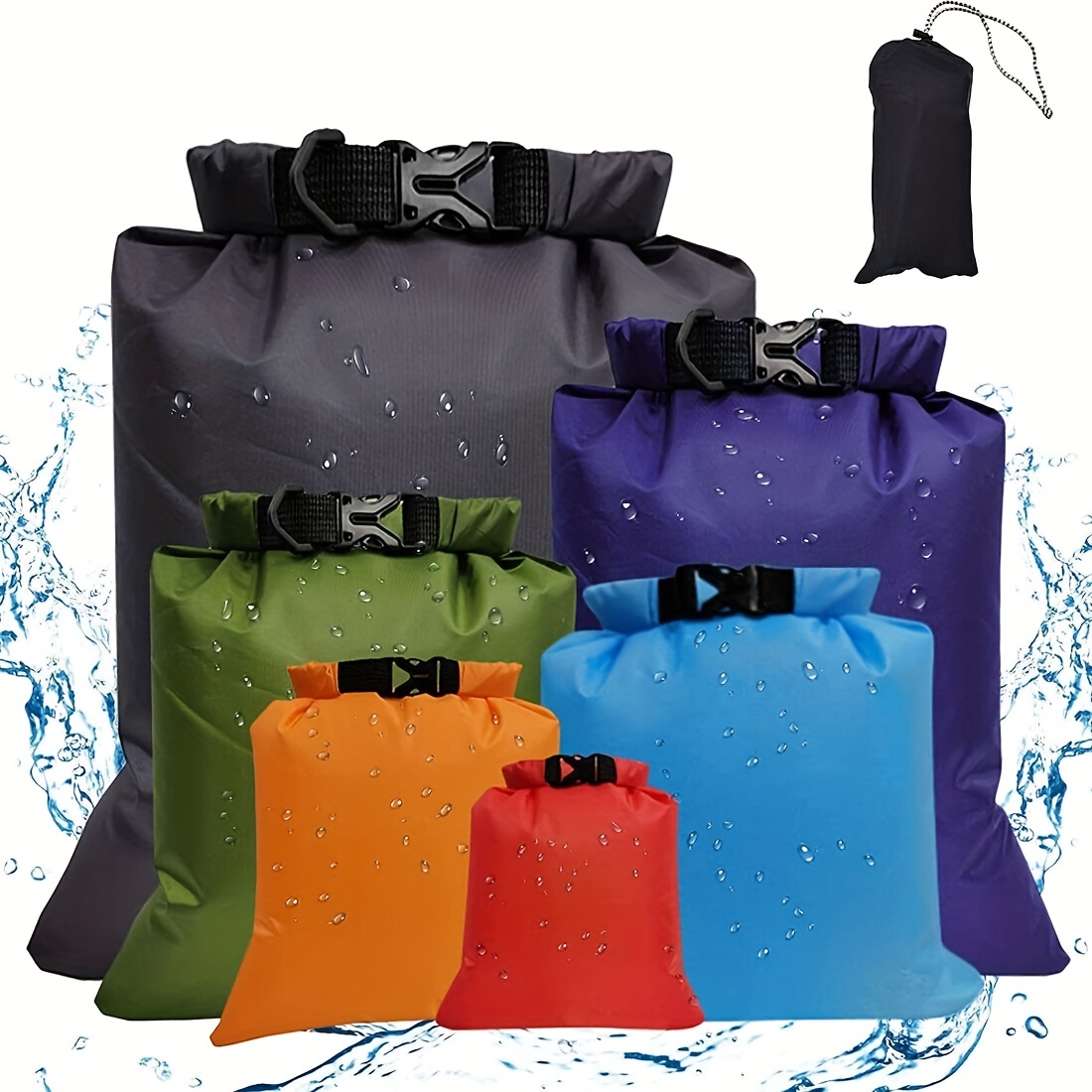 

6pcs Multicolor Dry Bags Sacks Waterproof Organizer, Canoe Kayak Camping Hiking Cycling Fishing Nautical Waterproof Bag