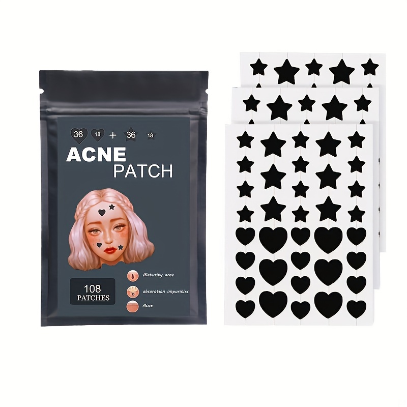 halloween black heart star shaped pimple patches with tea tree oil and centella oil absorb pimples and zits quickly and effectively