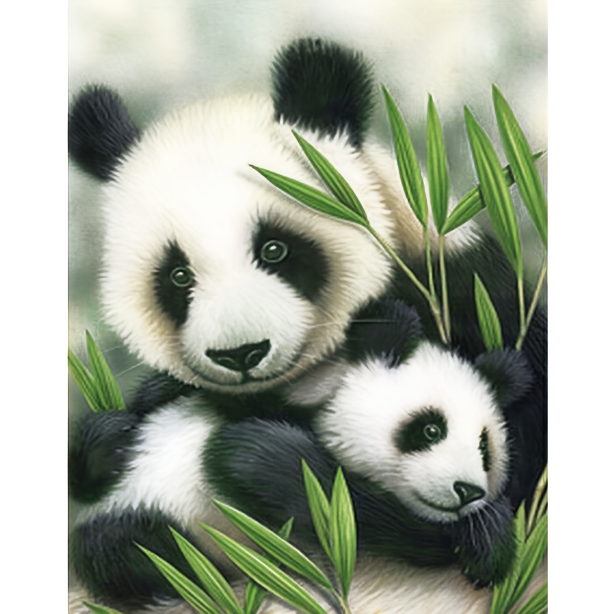 5D Diy Dimond Painting Giant Pandas And Flowers Diamond Art