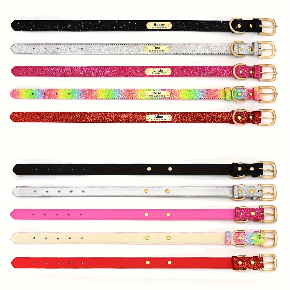 Custom Dog Collar Anti lost Glitter Id Dog Collars - Temu