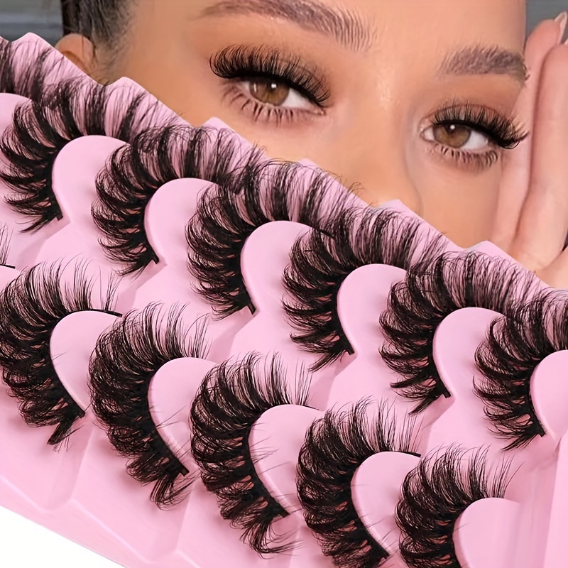 

7 Pairs Faux Mink Lashes Fluffy Cat Eye Lashes Wispy 6d Volume False Eyelashes Look Like Extensions Thick Soft Curly Fake Lashes For Daily Party Festival Makeup Use