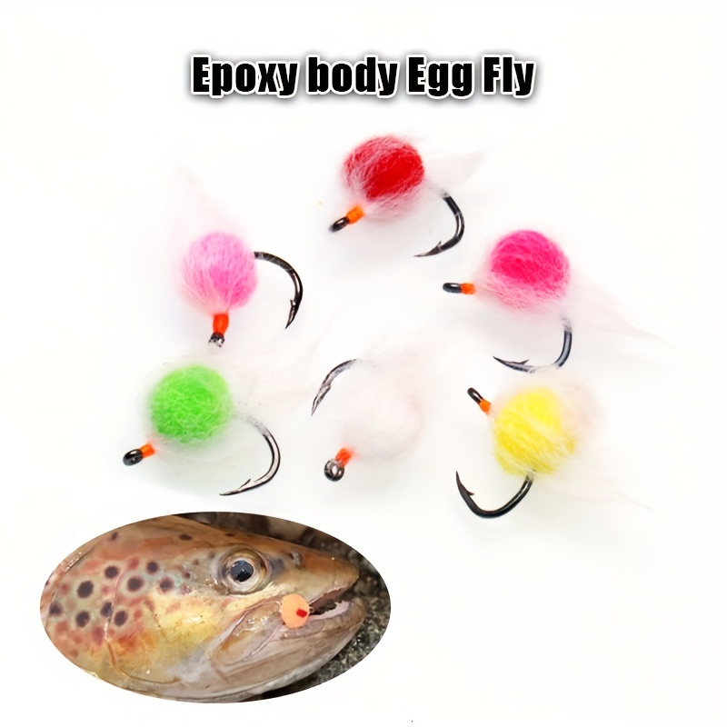 6/36pcs Colorful Egg Hooks For Freshwater, Dry Fly For Trout And Anadromous  Fish, Outdoor Fishing Tackle