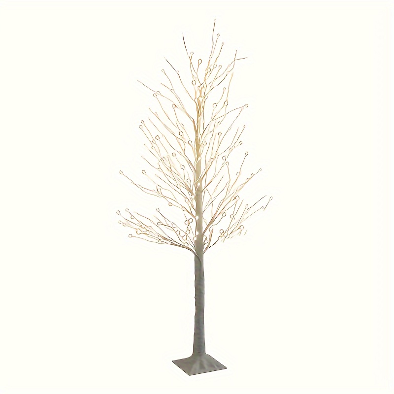 1pc usb   lighted birch tree 6ft warm white fairy lights white christmas tree with lights for indoor outdoor home christmas holiday party decoration details 3