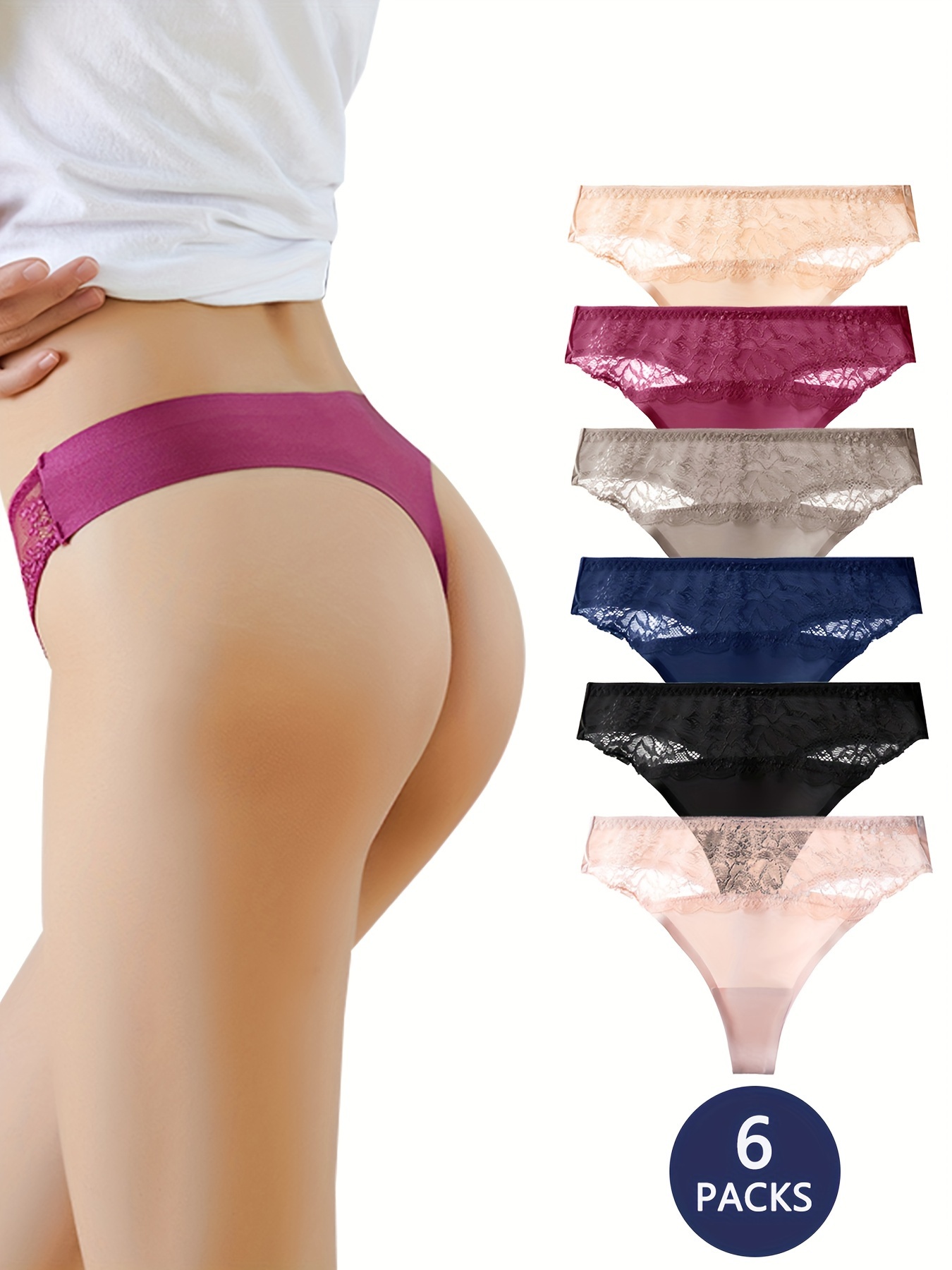 5pcs/set Sexy Women's Cotton Panties Lace Thong Lingerie