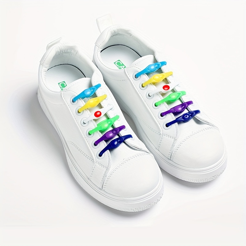 12pcs Colorful Silicone Elastic Shoelaces, Multifunctional High Elastic Lazy Shoe Laces