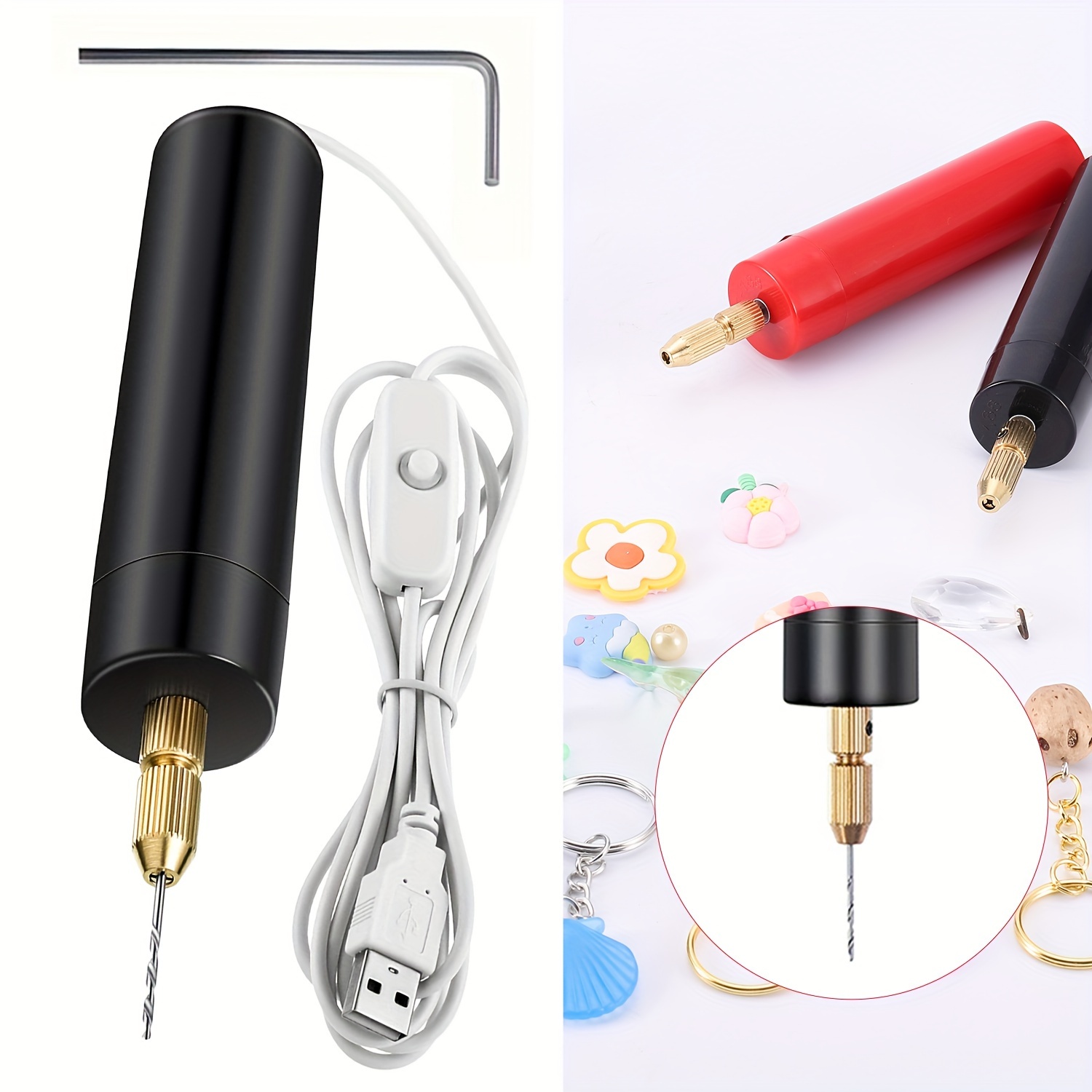5pcs set USB Handheld Small Electric Drill Set Hand Drill 3 Sizes Drill Bit 0.8 1.0 1.2mm Electric Punching DIY Tools