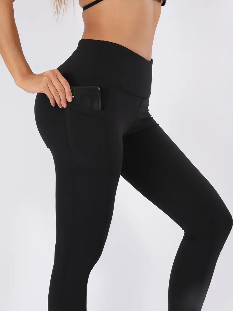 High Waist Yoga Pants Pockets High Stretch Running Workout - Temu