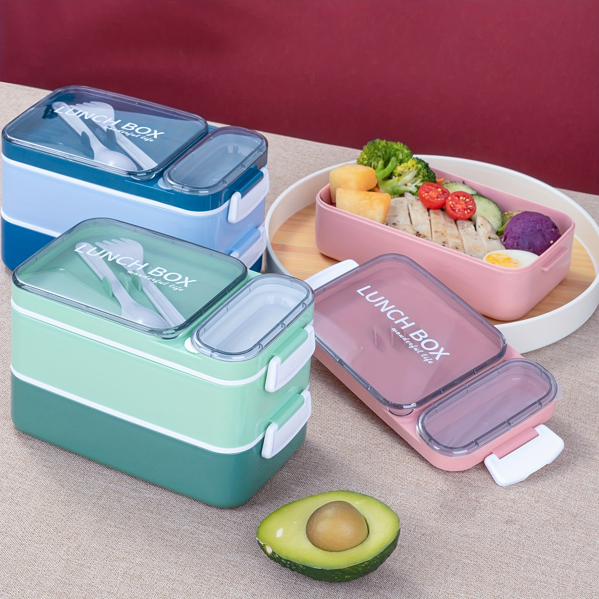 2 Layers Thermal Lunch Box for Kids Thermos Food Container Stainless Steel  Insulation Bento Lunchbox Storage Dinnerware Set