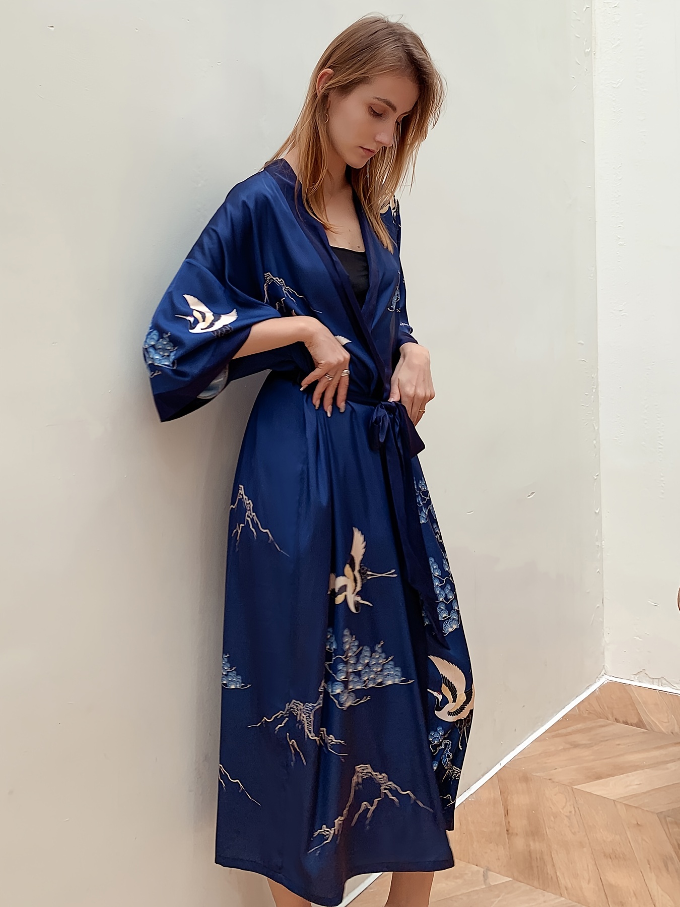 Navy blue shop kimono dress