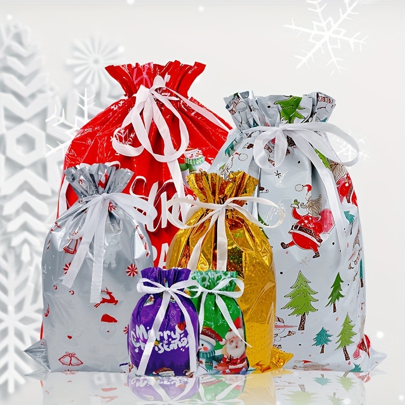 Sac Cadeau Noel 24 Pièces，Pochette cadeau kraft noel,Sacs cadeaux de noël,4  Styles (6 pour chaque style),Sac en papier de Noël avec poignée，Pour les  cadeaux de Noël, collations,petites surprises : : Cuisine et