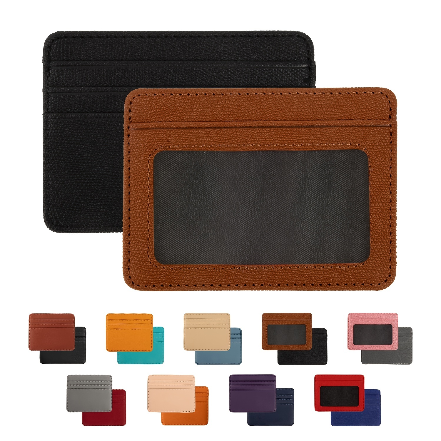 Men Slim PU Leather Wallet Card Holder Front Pocket Wallet Credit ID Pocket  Thin