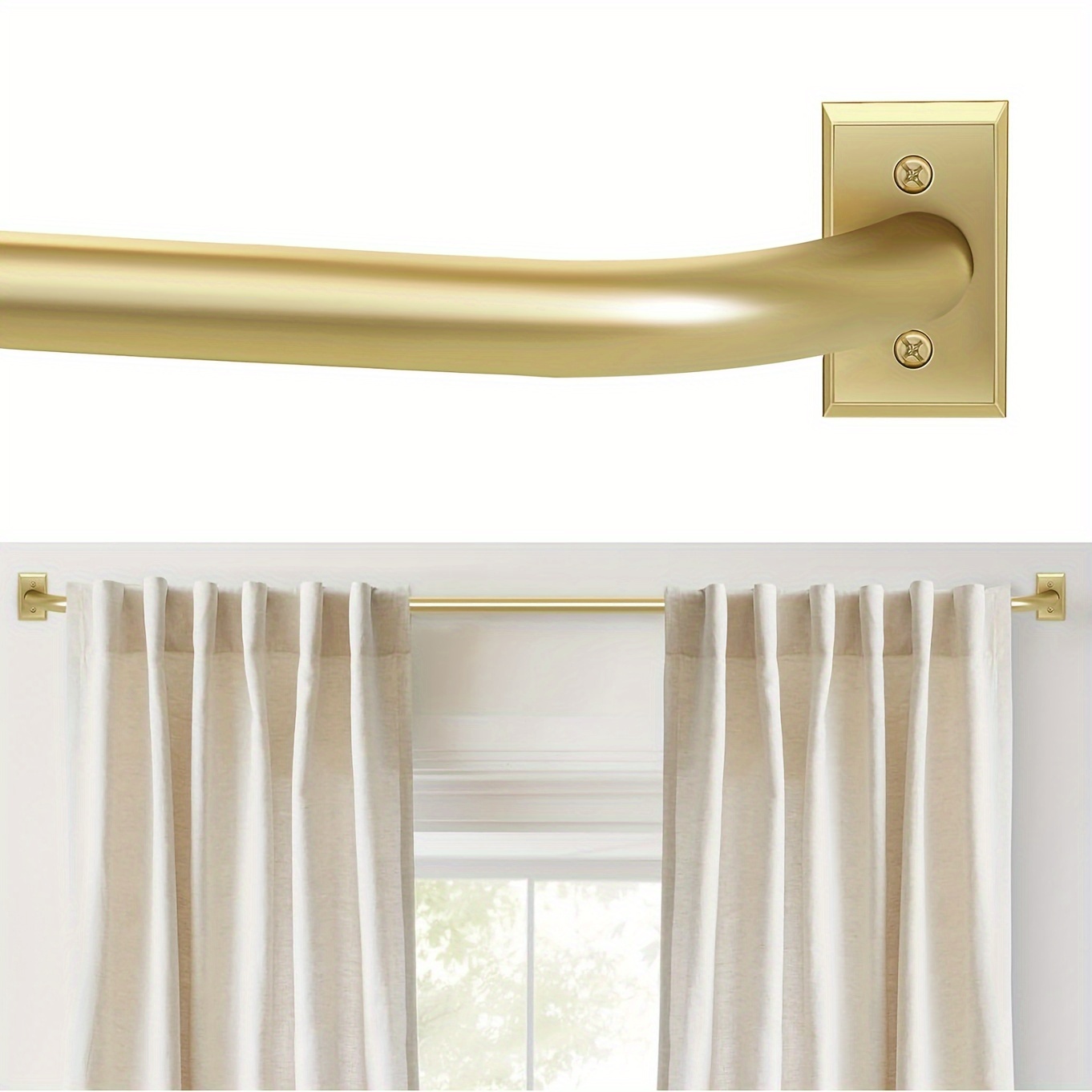 Barra de cortina de cortina dorada, barra de cortina de aleación de  aluminio, doble oscurecimiento de cortina, tratamiento de cortinas de  ventana