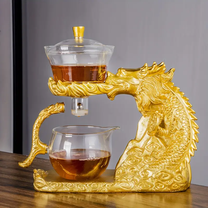 Lazy Kungfu Glass Tea Set Magnetic Water Diversion Rotating - Temu