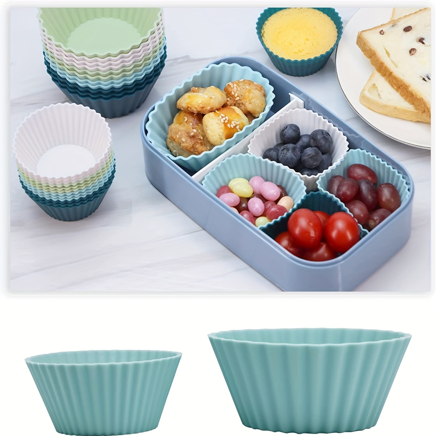 Katbite Silicone Mini Muffin Pan 24 Cups Cupcake Pan Food Grade