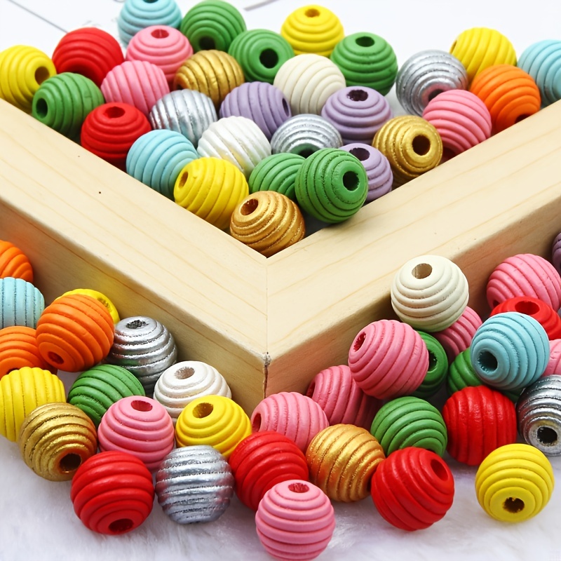 Colored Wooden Beads, Round, for Crafts & Jewelry