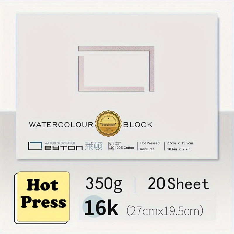 Artists Watercolor Paper Block - 100% Cotton Paper,20 Sheets of  160lb/350gsm Cold Press Watercolor Art Supplies for Wet, Dry, and Mixed  Media Painting