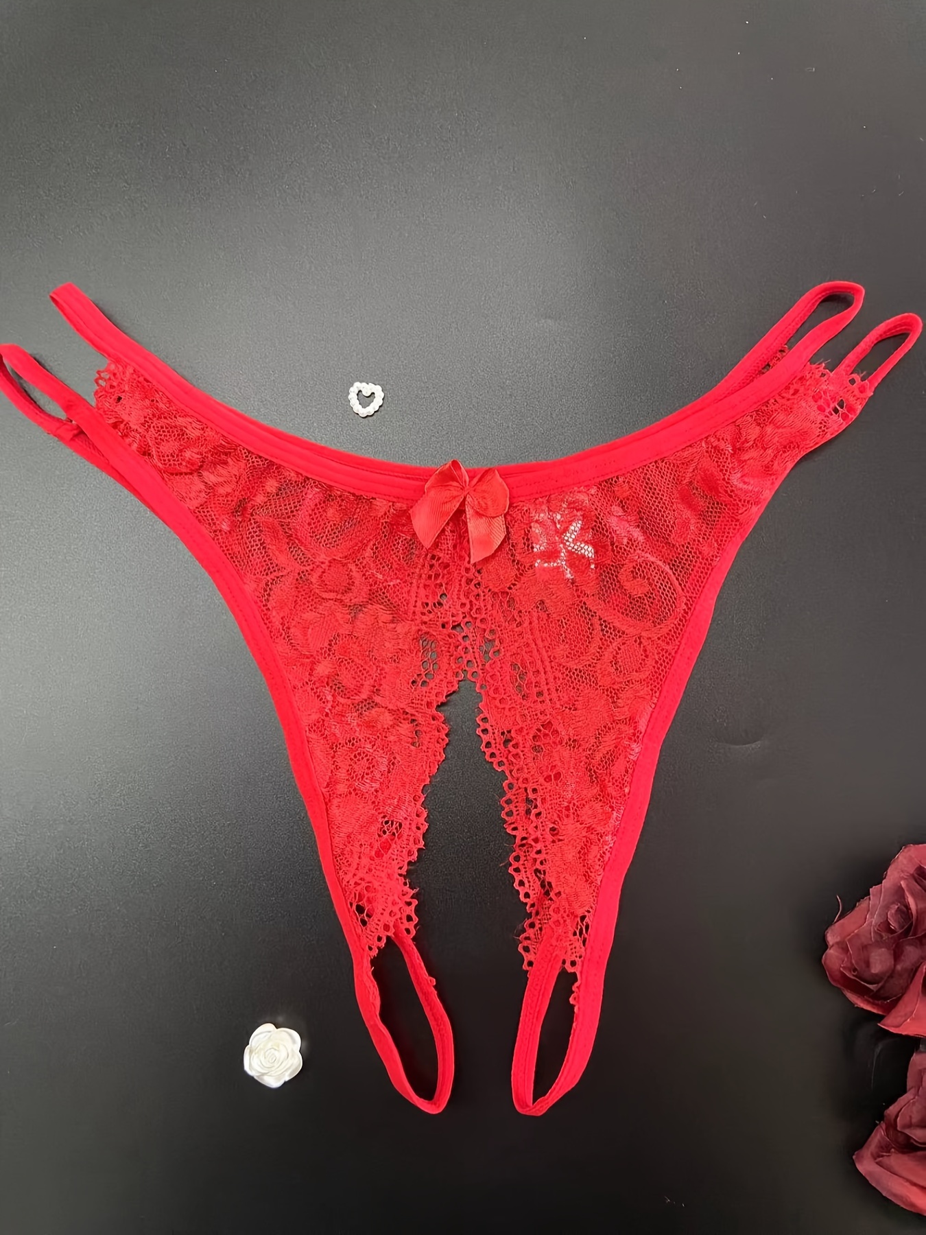 2pcs Sexy Lace Hollow Panties Tempting Women Briefs Opening Crotch