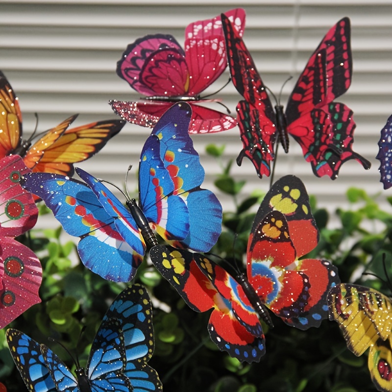 7cm Colorful Two Layer Feather Butterfly Stakes Garden Decoration Outdoor  Fairy Garden Fake Butterflies Flower Pots Decor WLY BH4688 From  Besgohouseware, $2.15