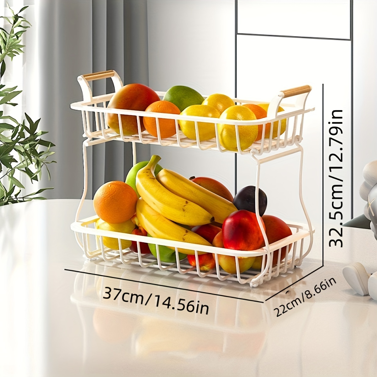 2 Tier Fruit Basket 2 Banana Hangers Countertop Fruit - Temu