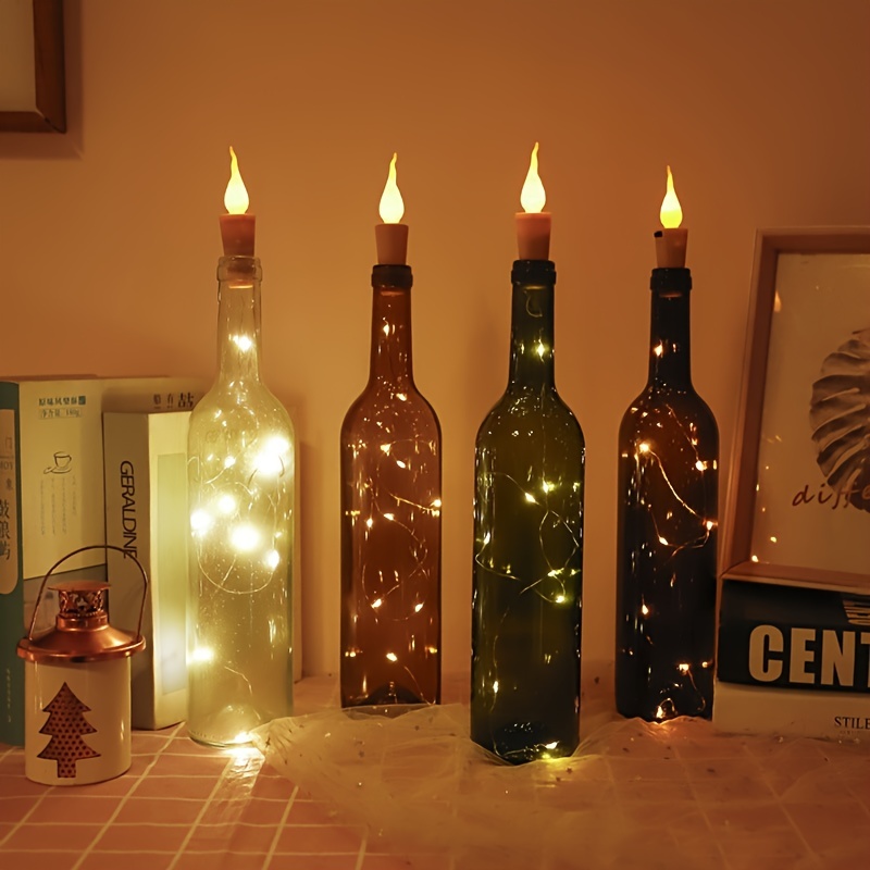 1pc Candle Head Wine Bottle Copper Wire Flame LED Light