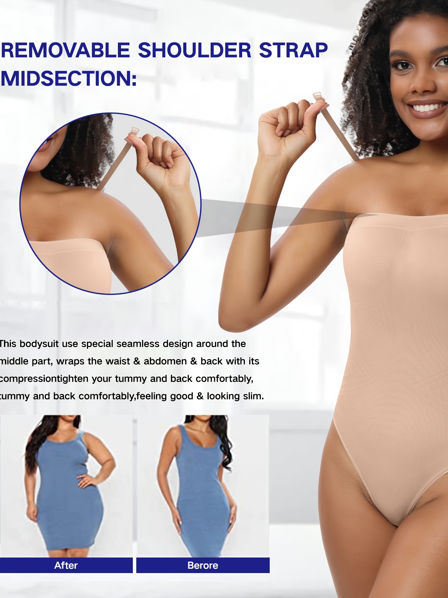Buy Body Beautiful Women's Seamless Strapless Shaping Bodysuit in Shiny  Yarn (Black, Medium/Large) at