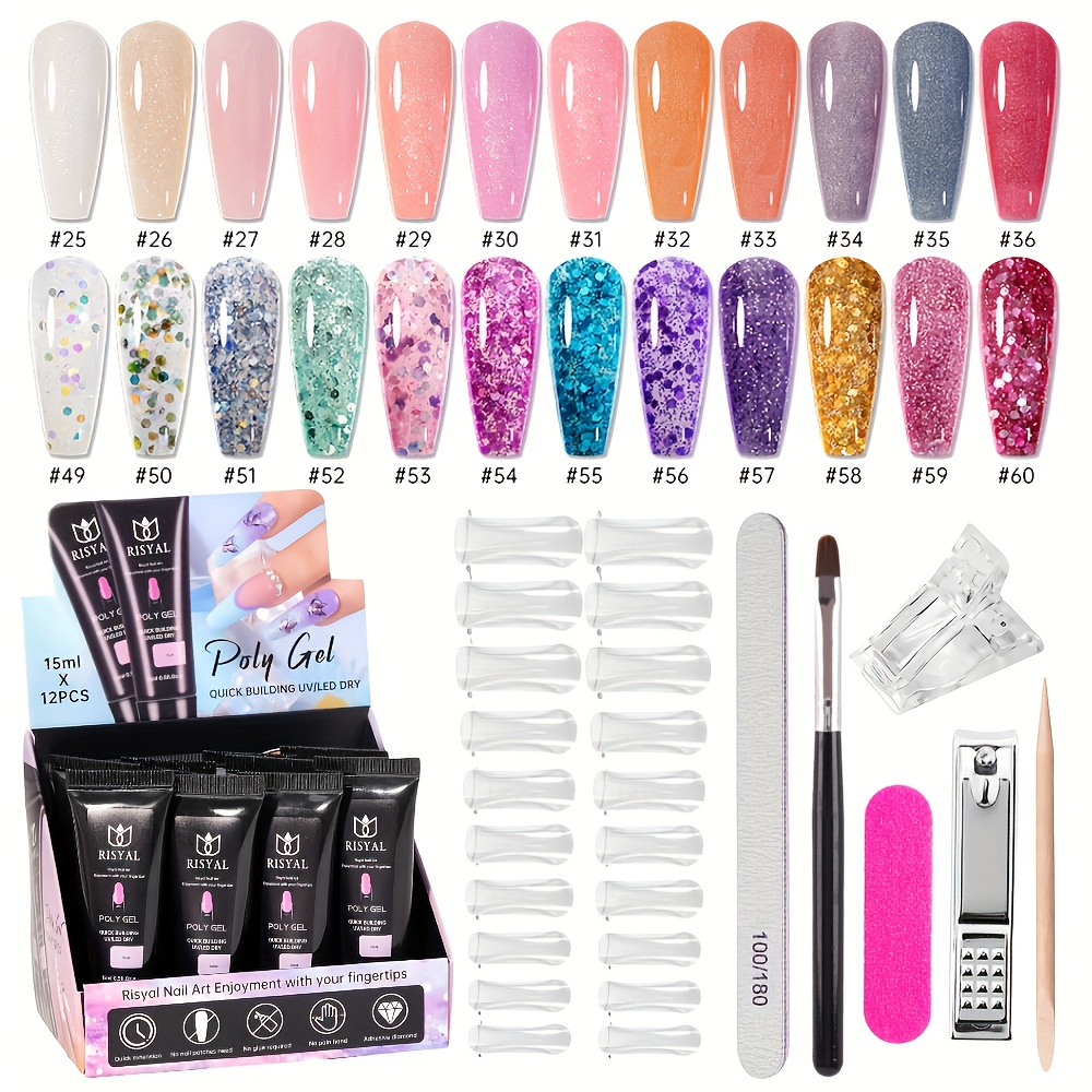 Buy Gellen Poly Nail Gel Kit - Nail Builder Gel Nail Extension Starter Kit,  Temperature Color Changing Shades - with Slip Solution Nail Art Decorations  All-In-One Enhancement Kit Online at Low Prices